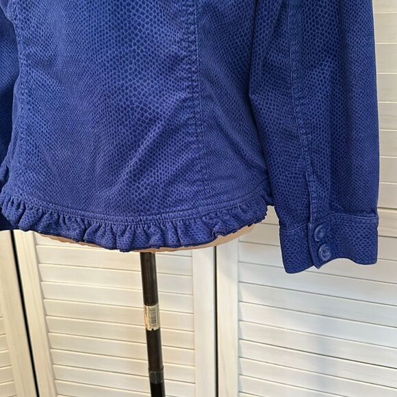Chico's Corduroy Jacket Size 1 (8) Snake Print Stretch Ruffled - Picture 10 of 16